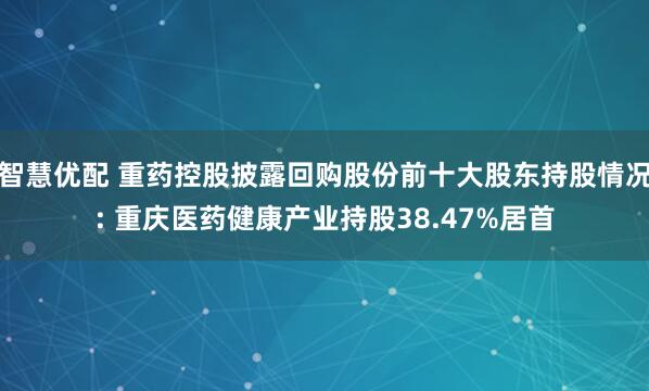 智慧优配 重药控股披露回购股份前十大股东持股情况: 重庆医药健康产业持股38.47%居首