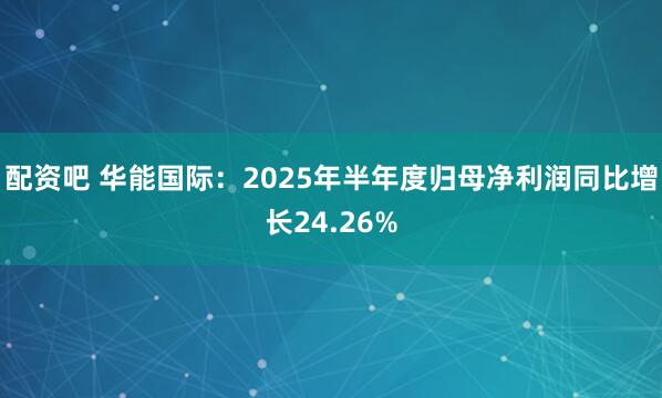 配资吧 华能国际：2025年半年度归母净利润同比增长24.26%